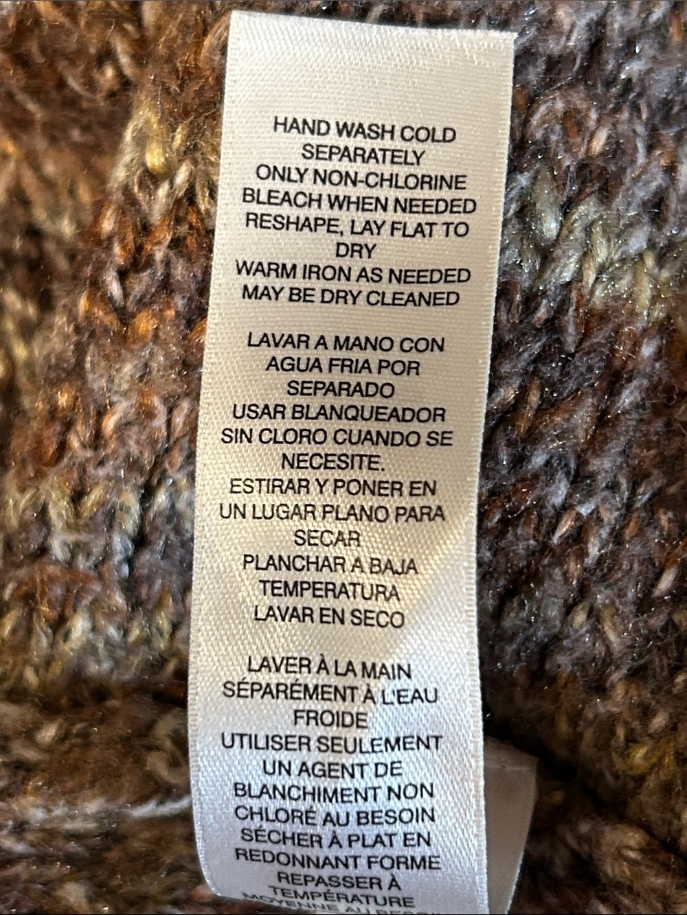Chico's 1 Women’s Sz M Open Front Sweater Cardigan Brown w/Metallic Highlights - Picture 5 of 7